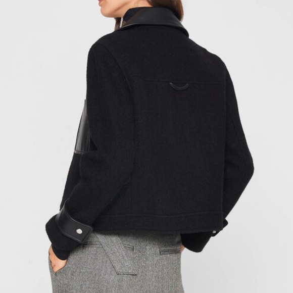 Club Monaco Cropped Leather Jacket - Picture 2 of 13